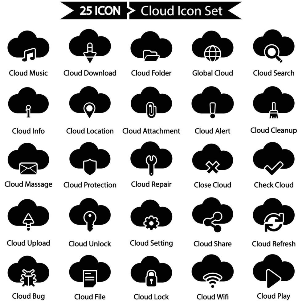 set di icone nuvola vettore