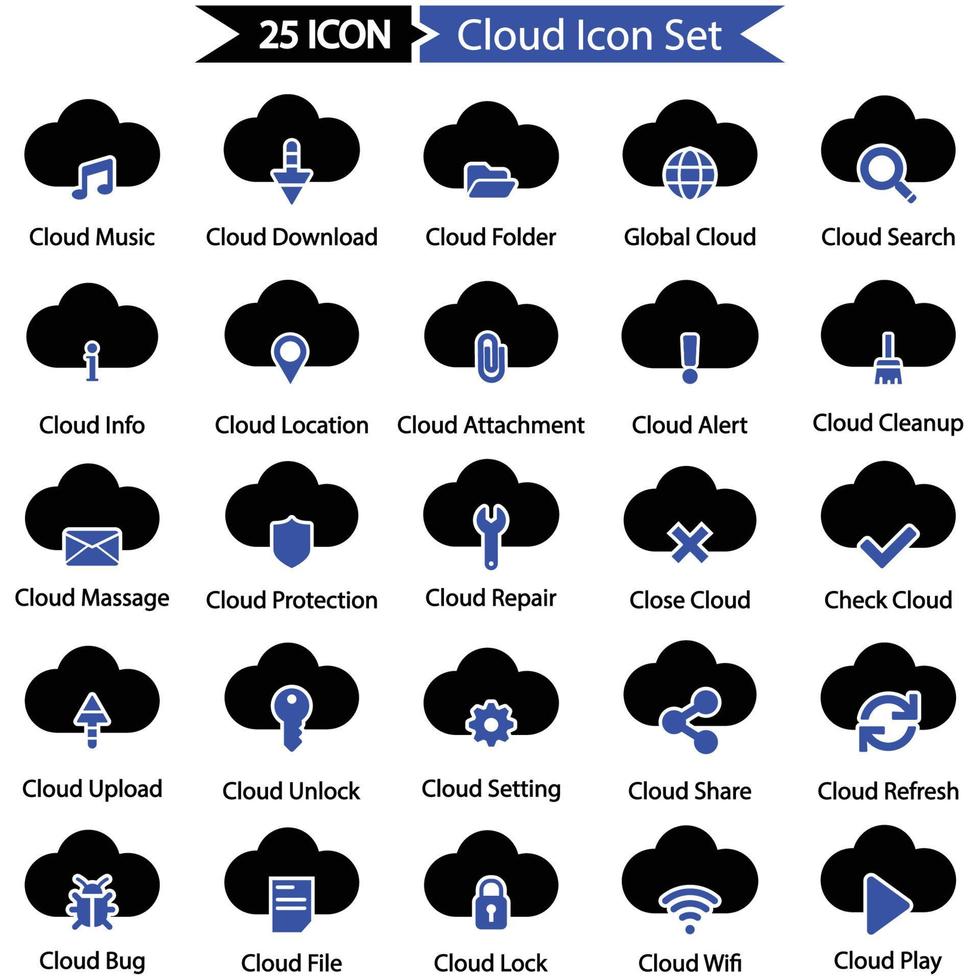 set di icone nuvola vettore