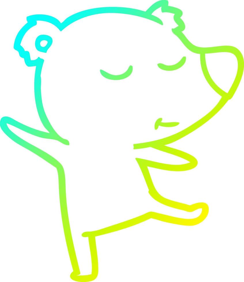 linea di gradiente freddo disegno felice cartone animato orso che balla vettore