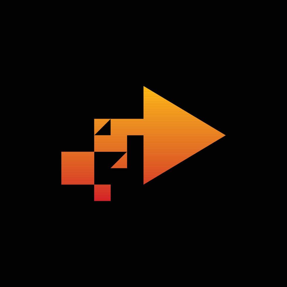 logo della tecnologia semplice del pixel dei dati della freccia vettore