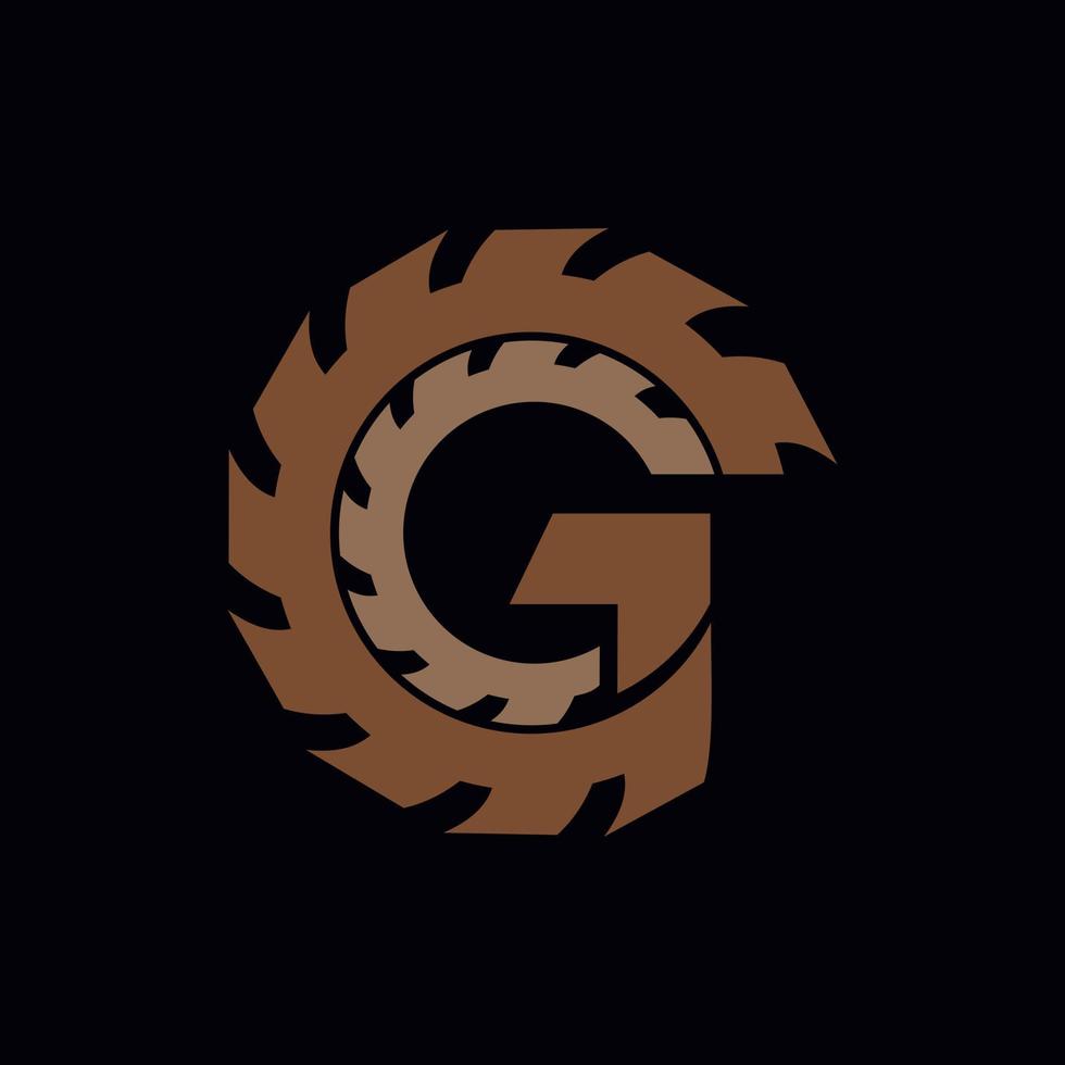 lettera g logo creativo in legno segheria vettore