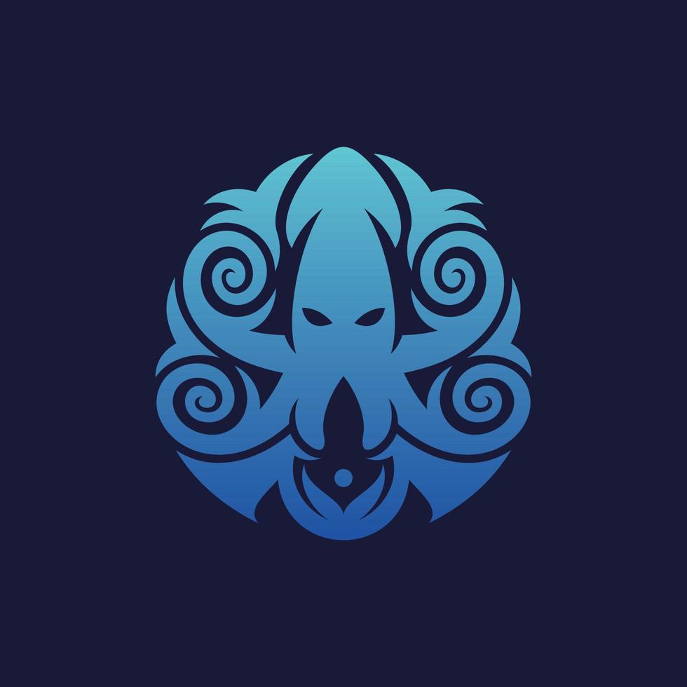 logo creativo di lusso dell'ornamento del calamaro vettore