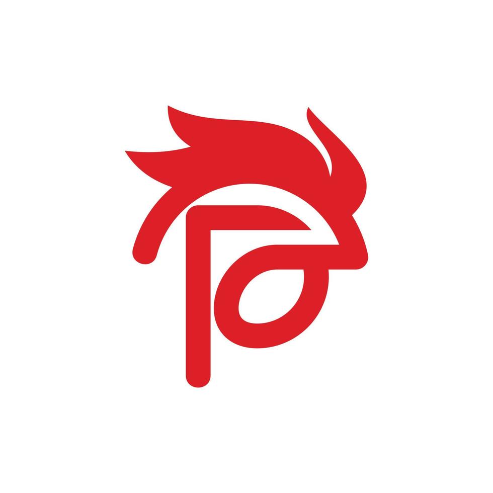 lettera p gallo moderno logo vettore