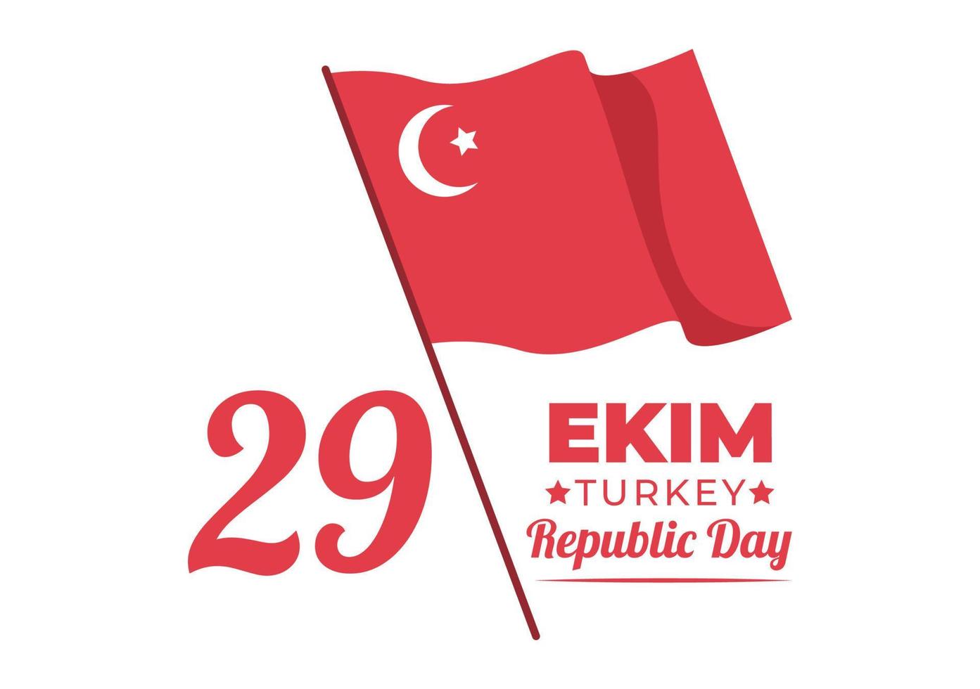 festa della repubblica turchia o 29 ekim cumhuriyet bayrami kutlu olsun fumetto disegnato a mano illustrazione piatta con bandiera del design turco e felice vacanza vettore
