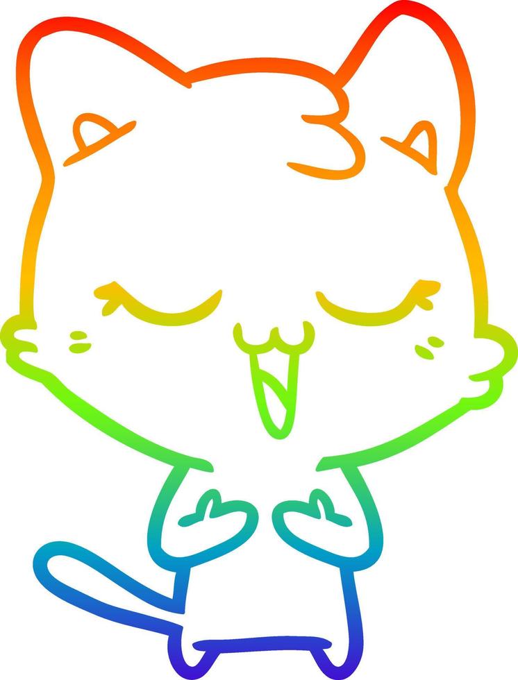 arcobaleno gradiente di disegno gatto felice cartone animato vettore