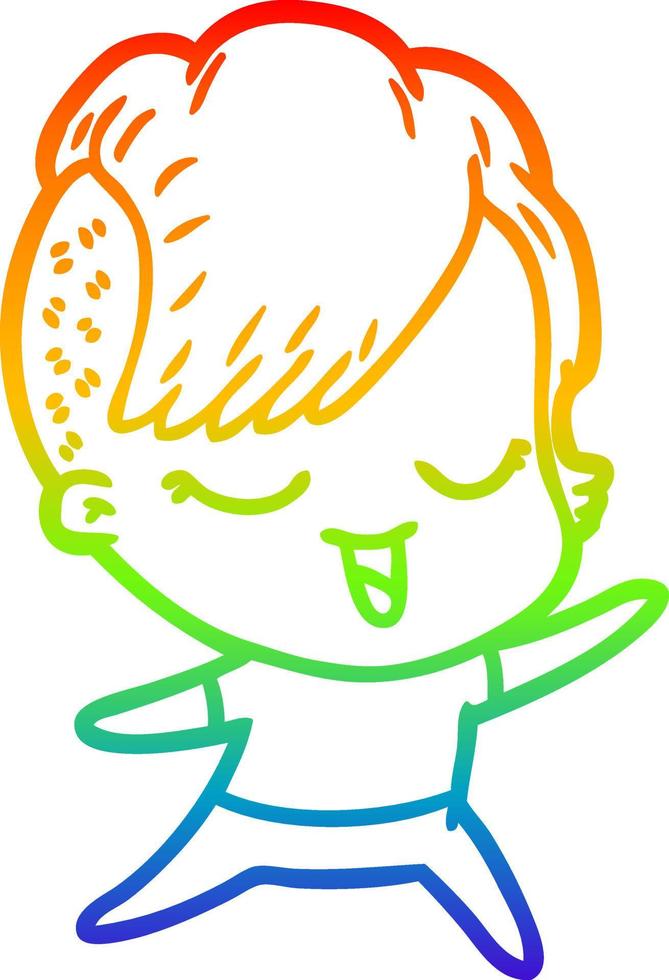 arcobaleno gradiente di disegno ragazza felice del fumetto vettore