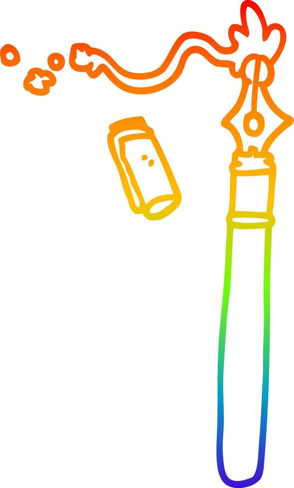 Penna stilografica per cartoni animati con disegno a tratteggio sfumato arcobaleno vettore