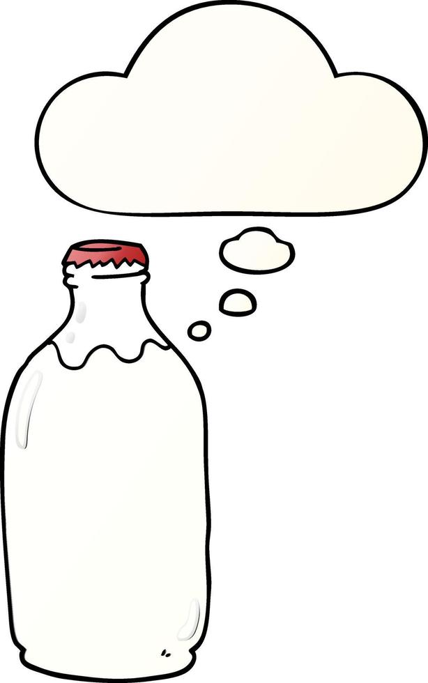 bottiglia di latte del fumetto e bolla di pensiero in stile sfumato liscio vettore