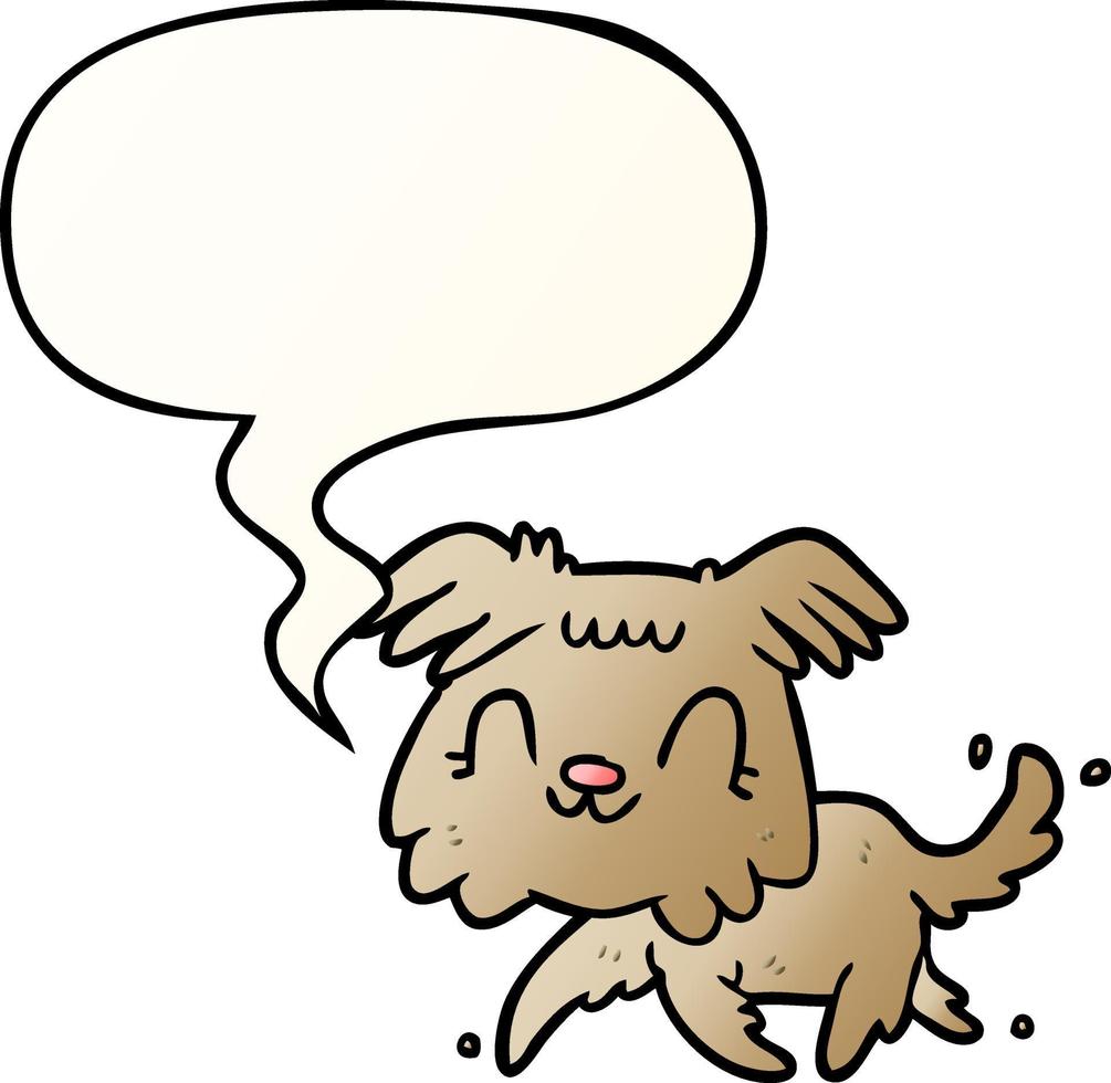 cartone animato cagnolino e fumetto in stile sfumato liscio vettore