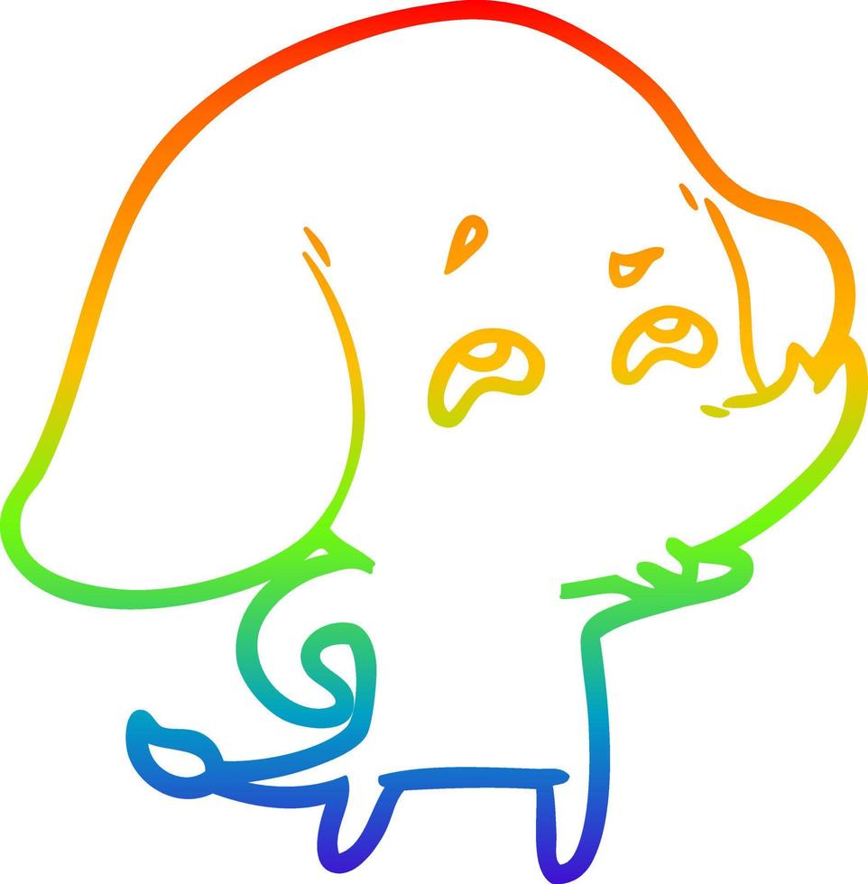 arcobaleno gradiente linea disegno cartone animato elefante ricordando vettore