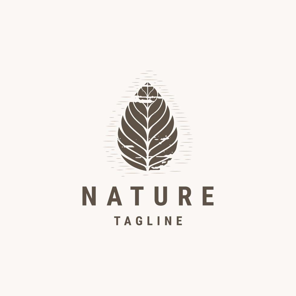 foglie di natura in forma vintage logo design modello piatto illustrazione vettoriale