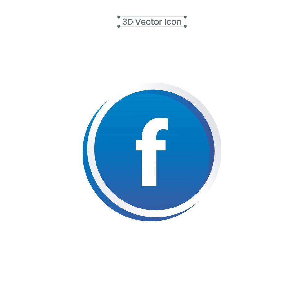 3d Facebook icona vettore illustrazione