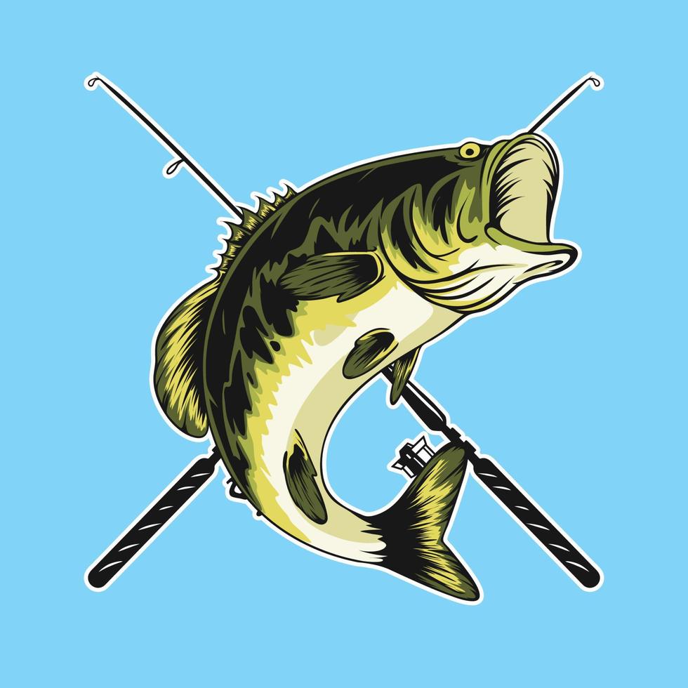 disegno del logo di pesca della spigola vettore