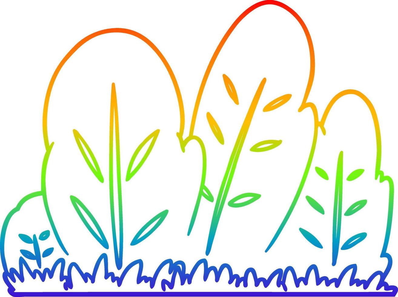 siepe di cartone animato di disegno a tratteggio sfumato arcobaleno vettore