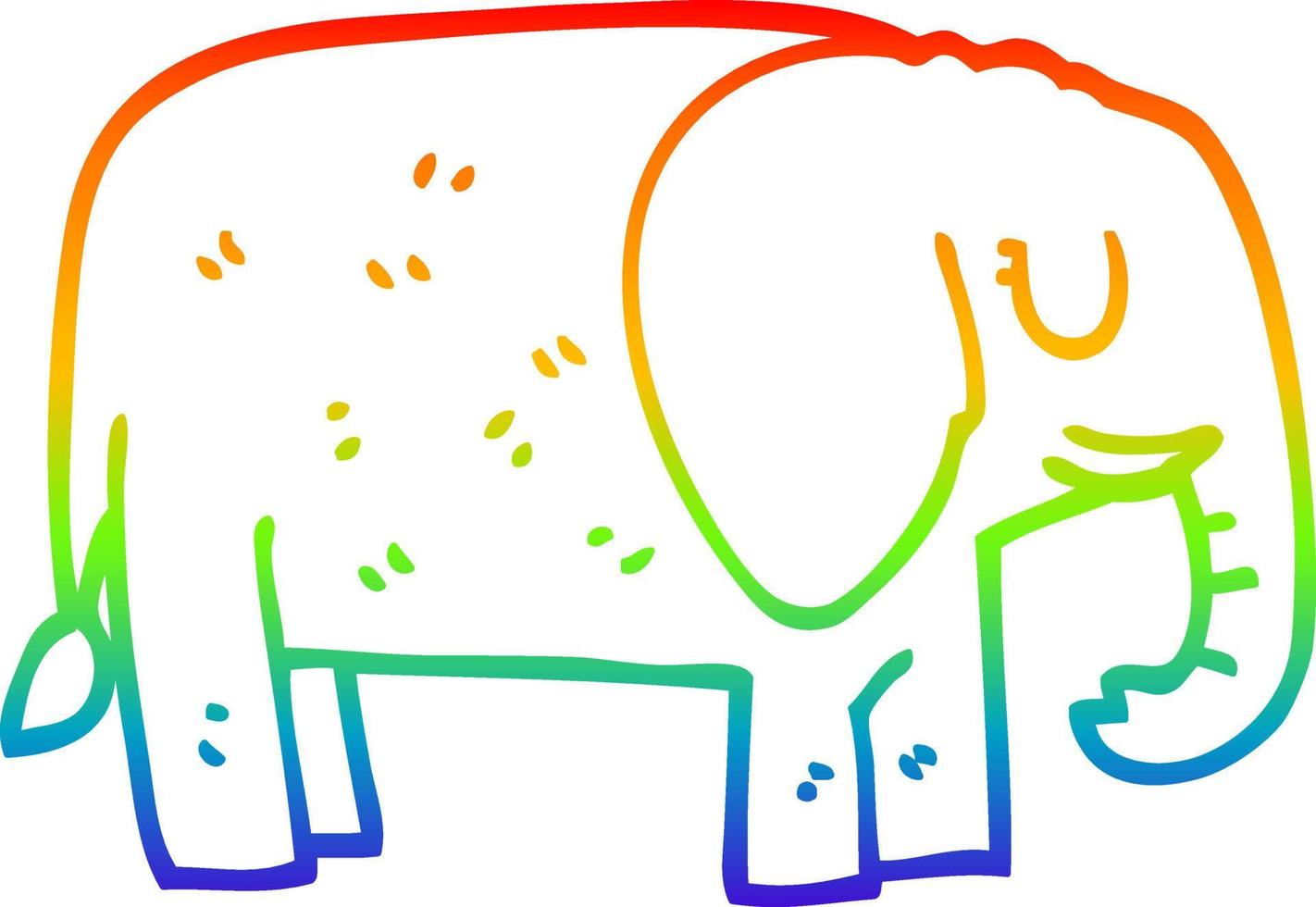 arcobaleno pendenza linea disegno cartone animato elefante in piedi ancora vettore