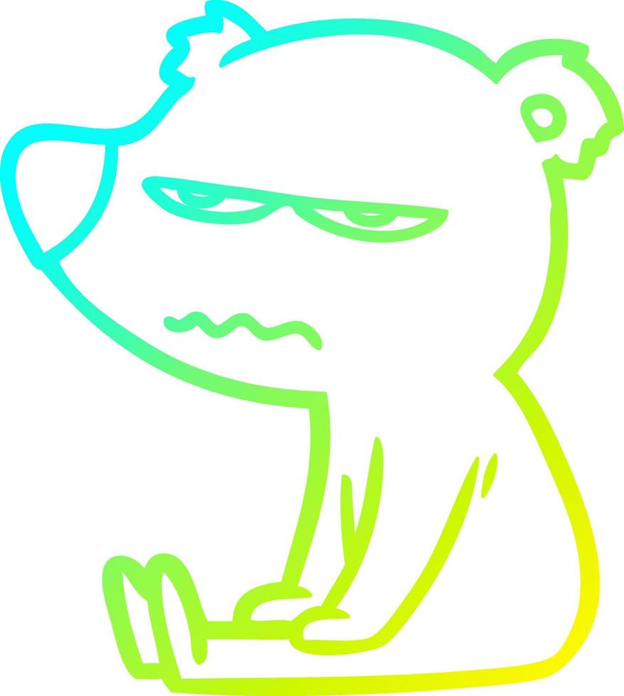 freddo pendenza linea disegno arrabbiato orso cartone animato seduta vettore
