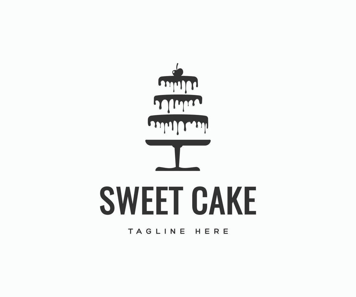 dolce torta logo modello. silhouette torta logo design. vettore