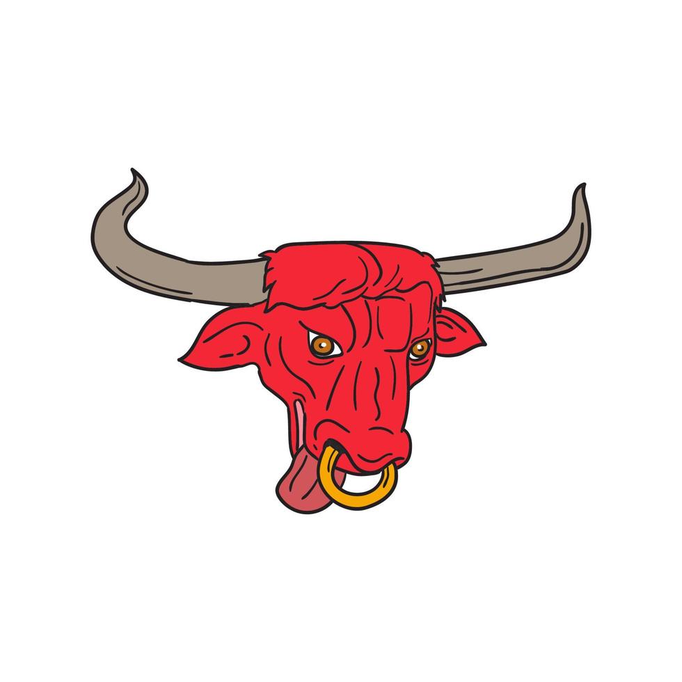 Texas Longhorn rosso Toro disegno vettore