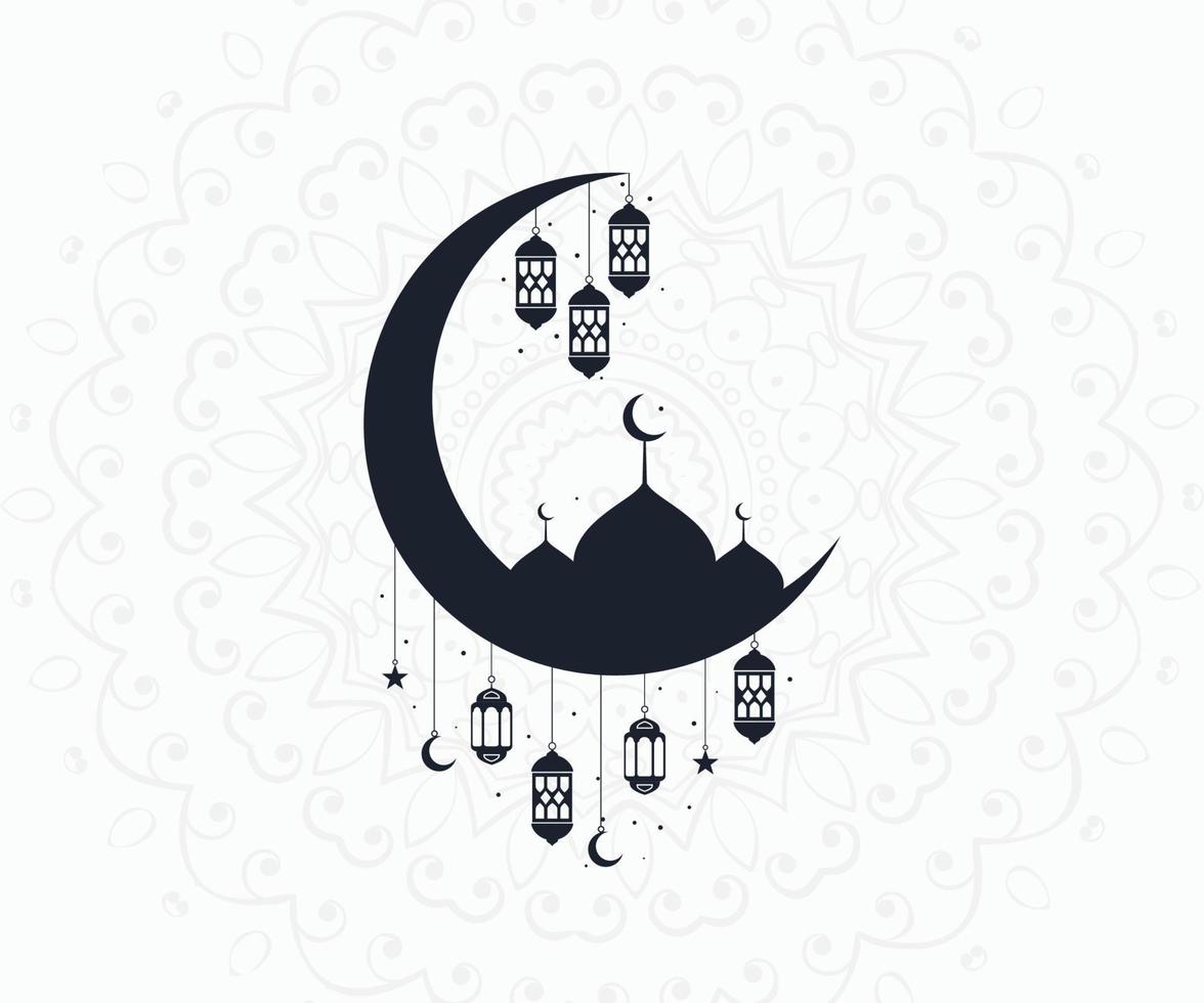 eid mubarak Luna con islamico design islamico simbolo. eid mubarak logo design vettore. vettore