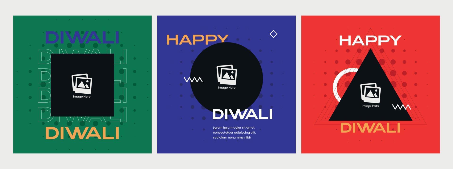 impostato collezione inviare contento Diwali design modello. adatto per soddisfare sociale media. campagna piazza vettore