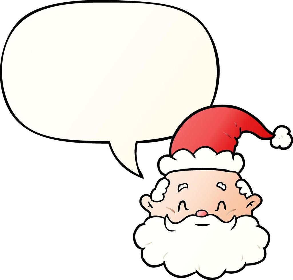 cartone animato Santa Claus viso e discorso bolla nel liscio pendenza stile vettore