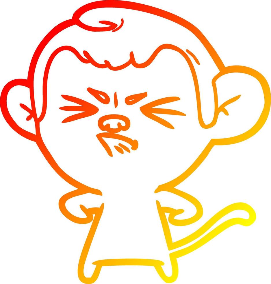 caldo gradiente disegno cartone animato scimmia arrabbiata vettore
