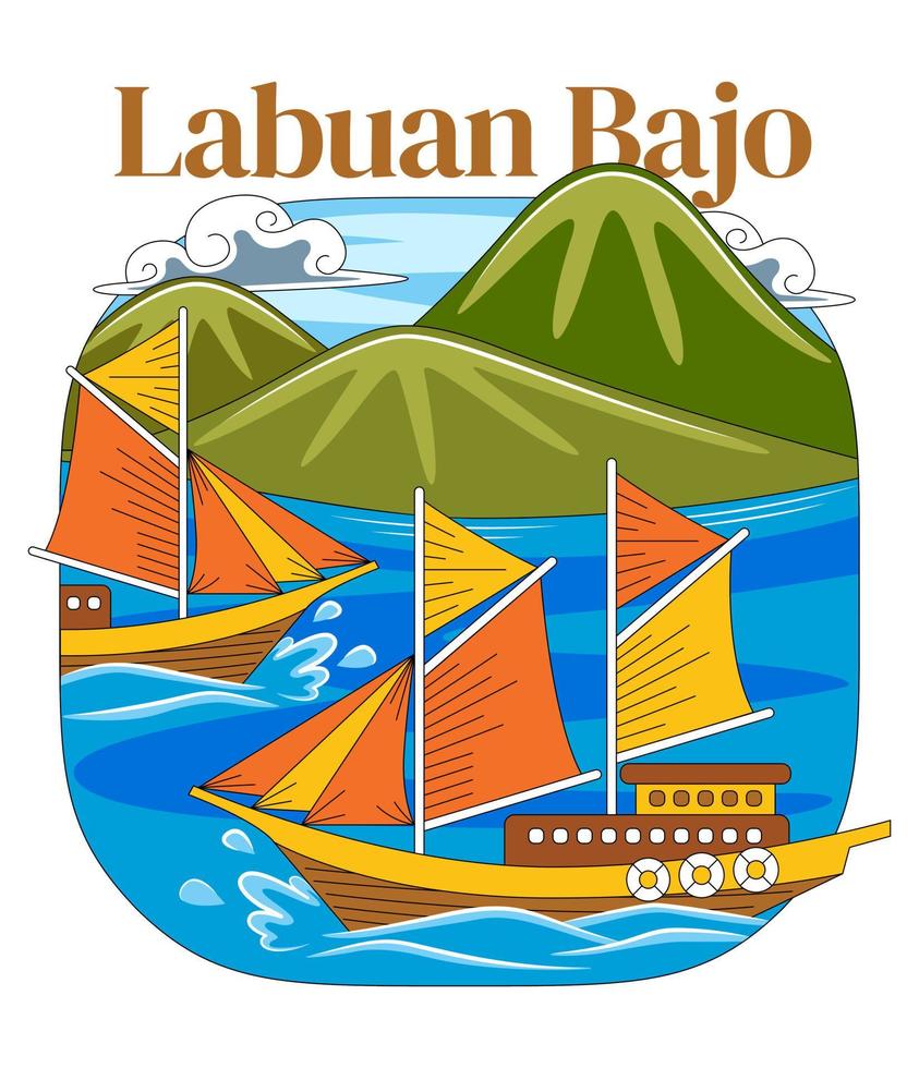 labuan bajo vettore illustrazione