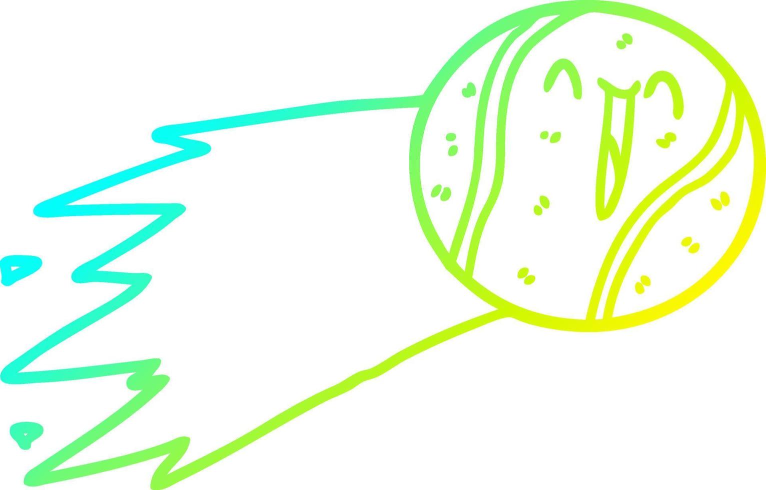 freddo pendenza linea disegno volante tennis palla cartone animato vettore