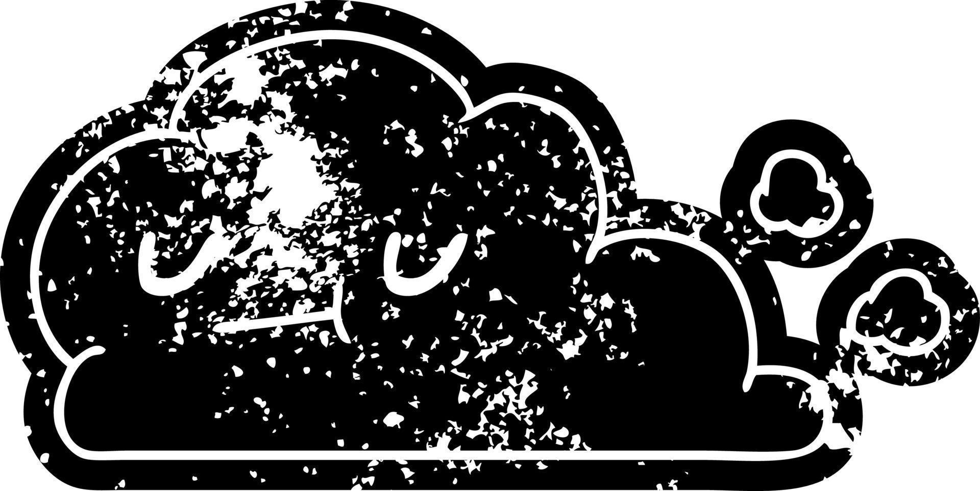grunge icona di kawaii contento nube vettore