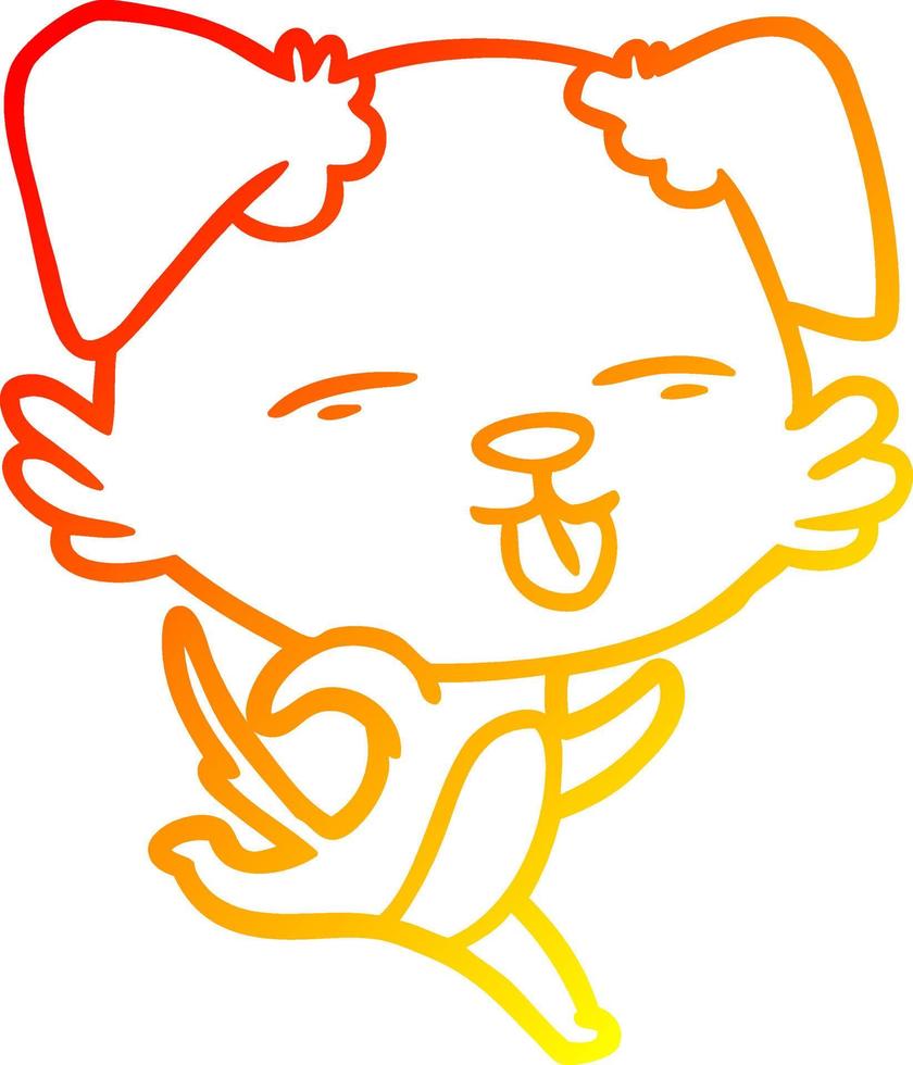 caldo gradiente disegno cane cartone animato che sporge lingua vettore