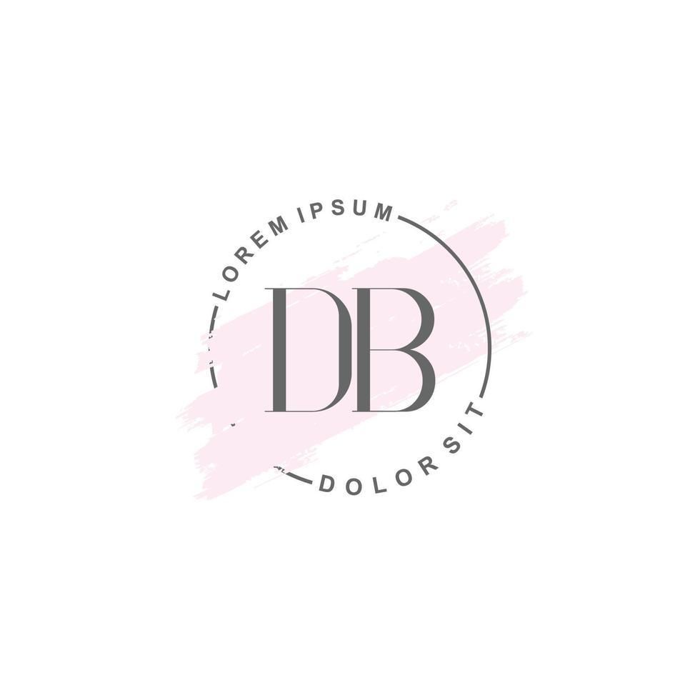 iniziale db minimalista logo con spazzola, iniziale logo per firma, nozze, moda, bellezza e salone. vettore