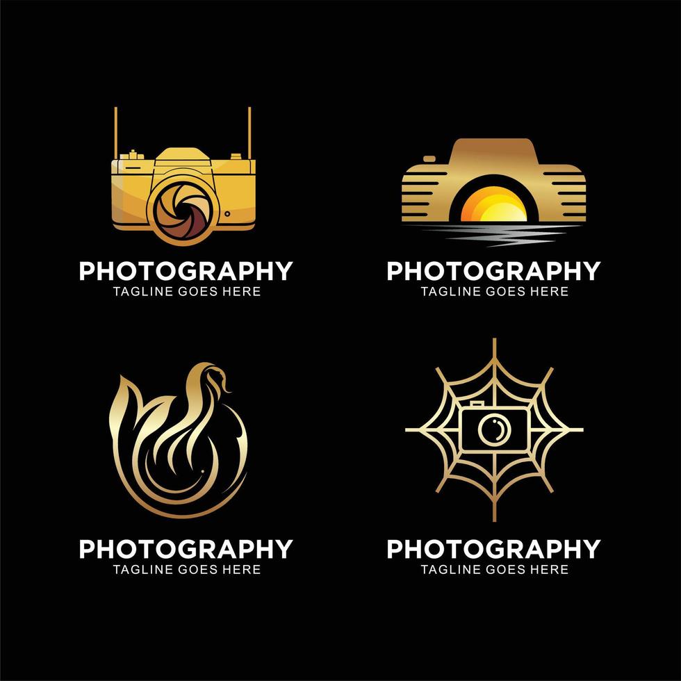 logo fotografia creativo design vettore impostato nel oro colore