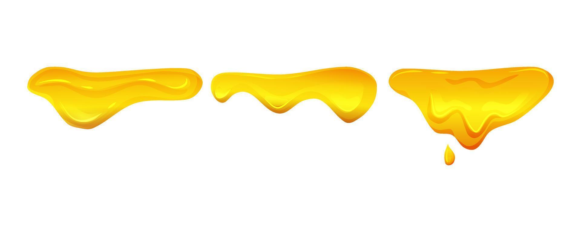 fluente giallo viscoso liquido. Limone gelatina o miele gocce. vettore illustrazione su un' bianca isolato sfondo.
