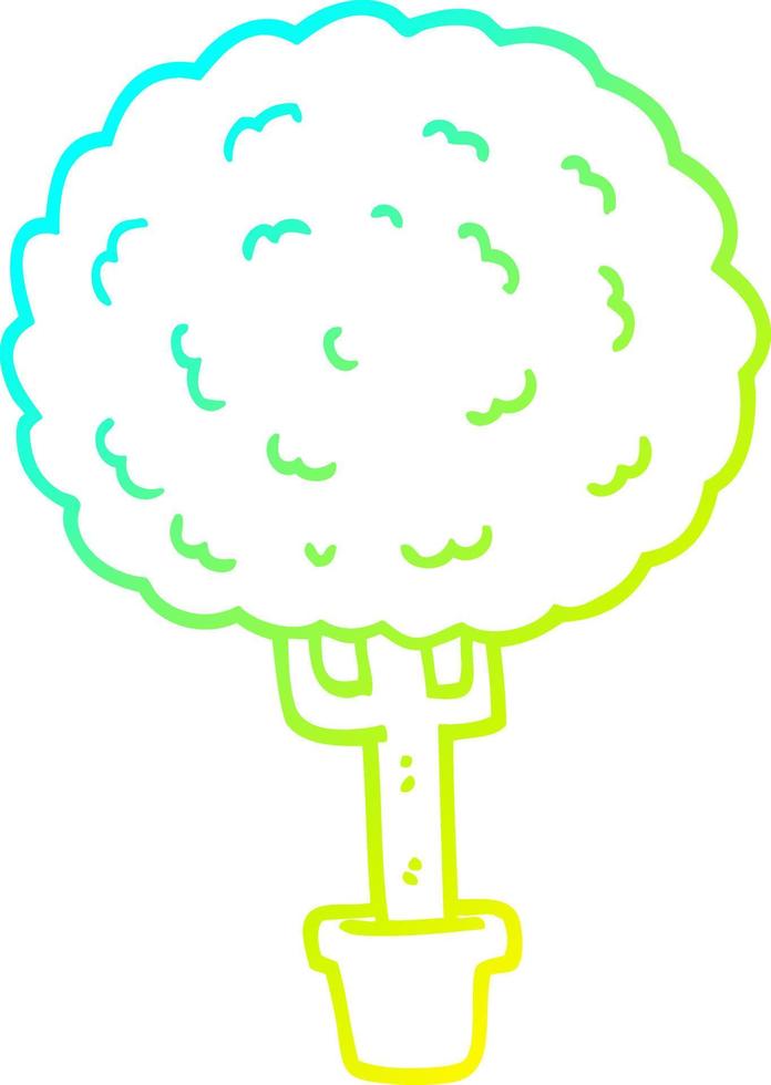 albero dei cartoni animati di disegno a tratteggio a gradiente freddo vettore