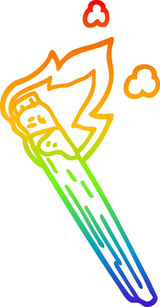 arcobaleno pendenza linea disegno cartone animato ardente torcia marca vettore