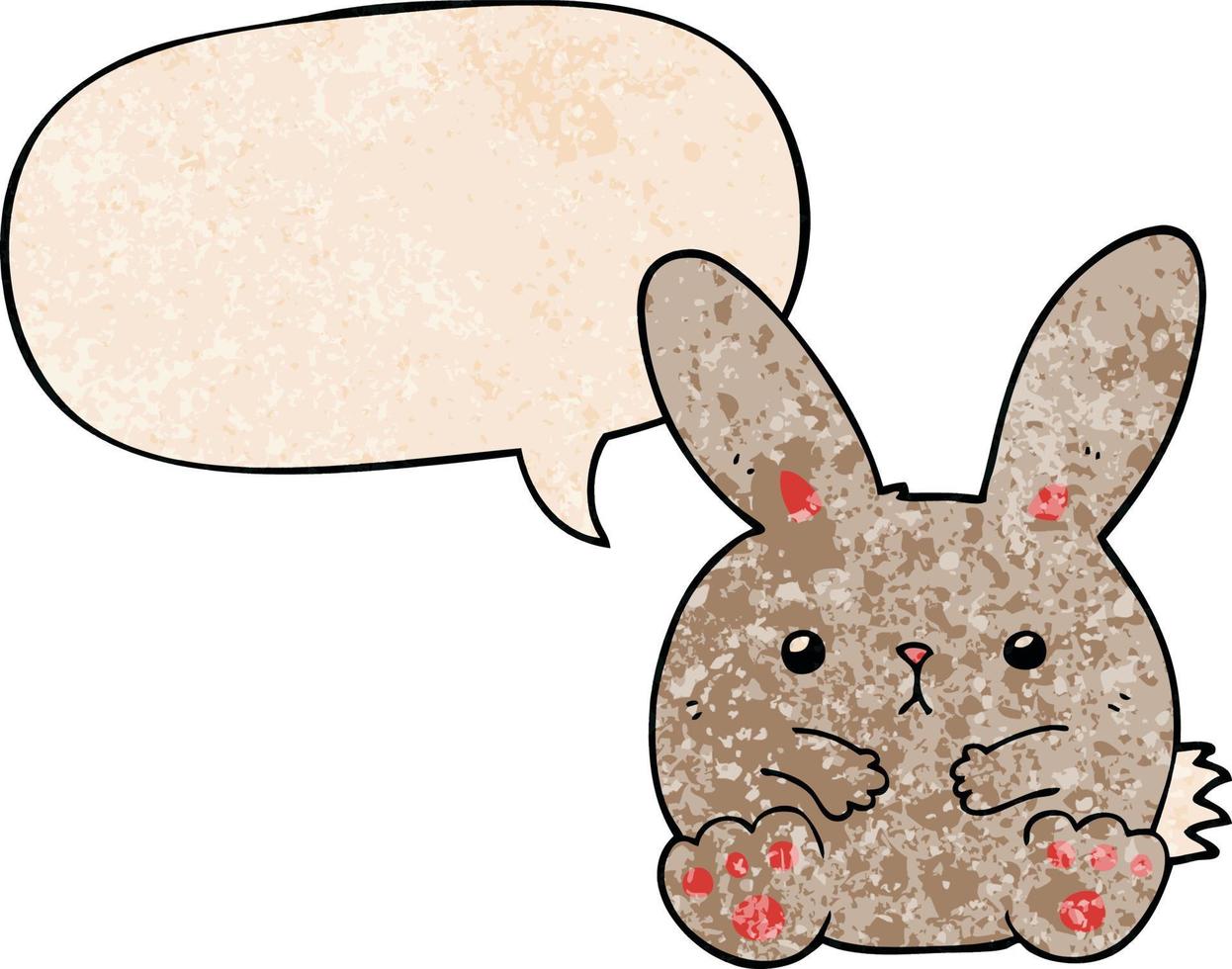 cartone animato coniglio e fumetto in stile retrò texture vettore