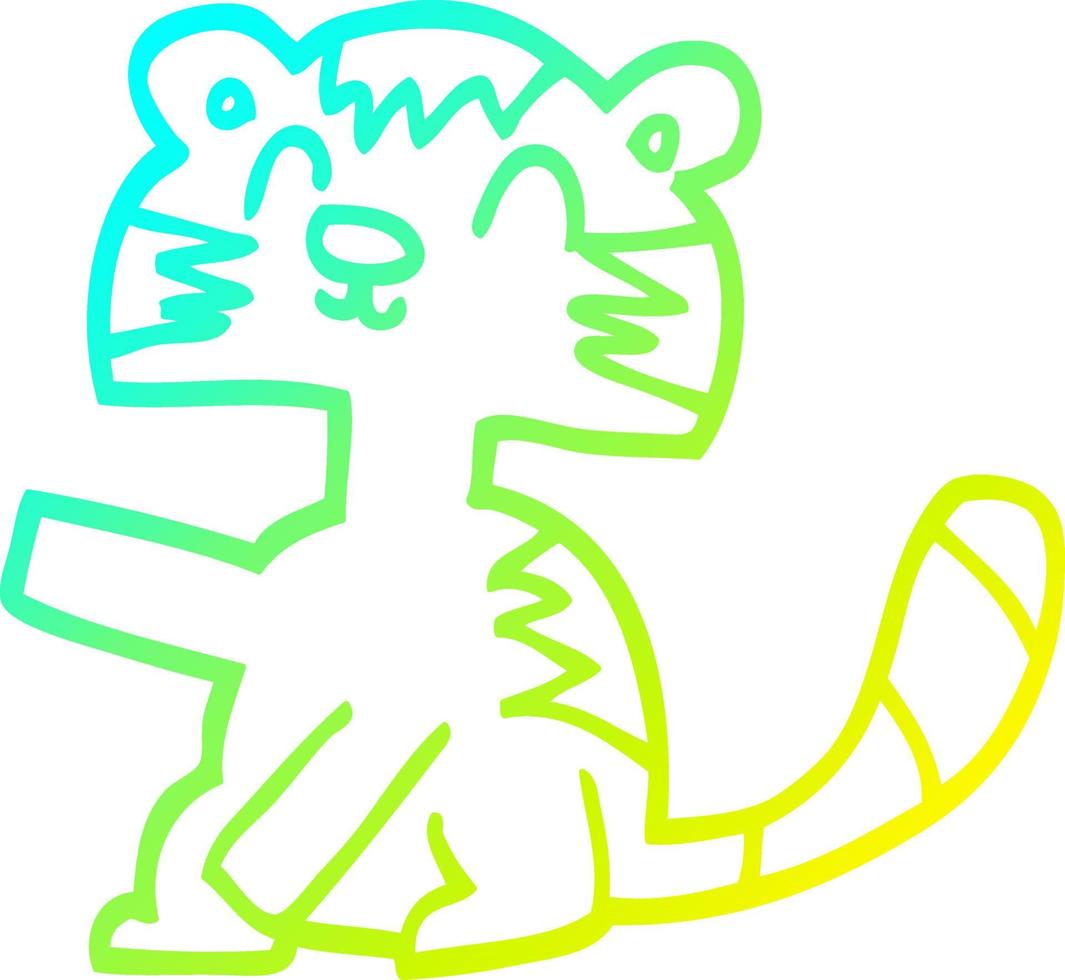 linea a gradiente freddo che disegna un gatto divertente del fumetto vettore