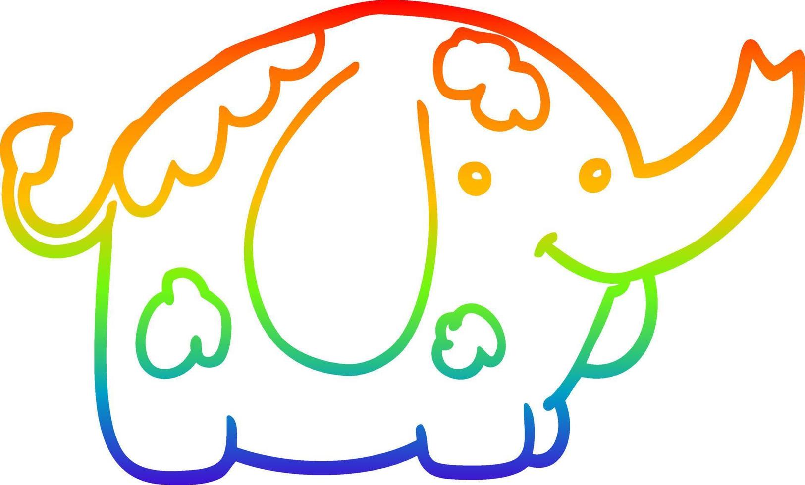 elefante del fumetto di disegno a tratteggio sfumato arcobaleno vettore