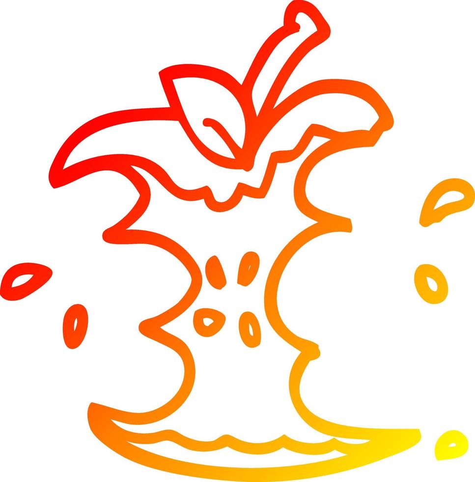 caldo gradiente di disegno a tratteggio cartone animato succosa mela morsicata vettore