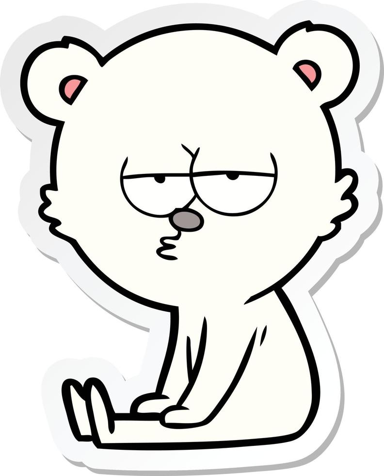 etichetta di un' annoiato polare orso cartone animato seduta vettore