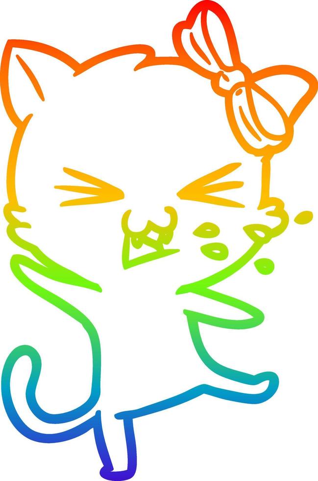 gatto dei cartoni animati di disegno a tratteggio sfumato arcobaleno vettore