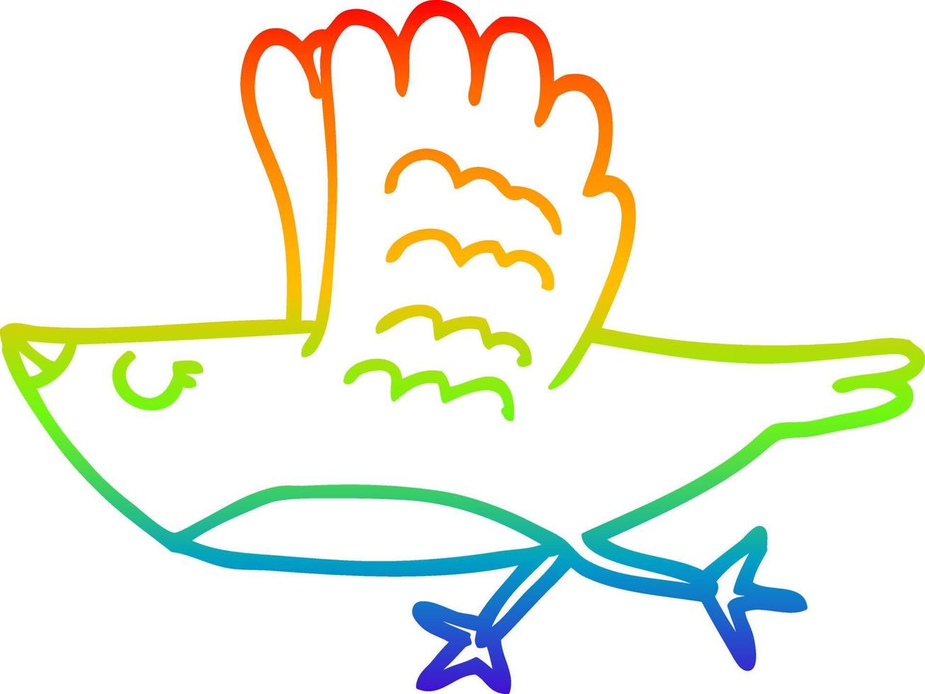 uccello del fumetto di disegno a tratteggio sfumato arcobaleno vettore