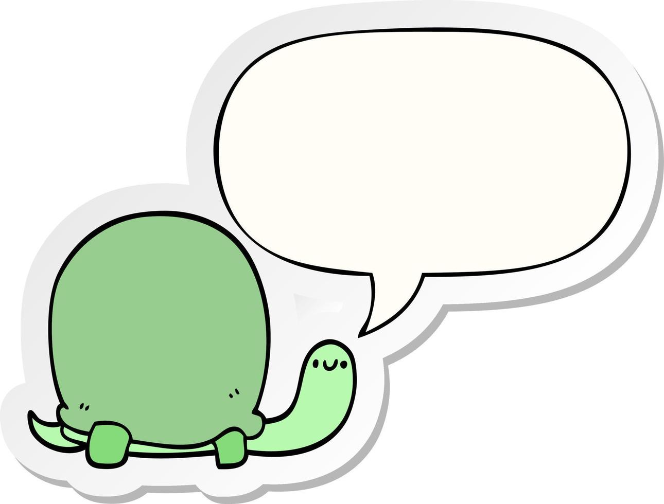 carino cartone animato tartaruga e discorso bolla etichetta vettore