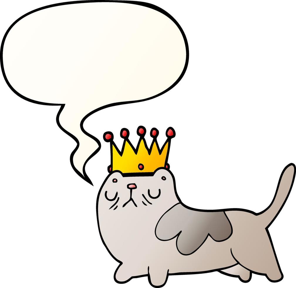 cartone animato arrogante gatto e discorso bolla nel liscio pendenza stile vettore