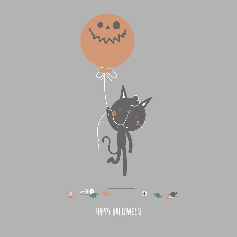 contento Halloween vacanza Festival con bello gatto e zucca, piatto vettore illustrazione cartone animato personaggio design