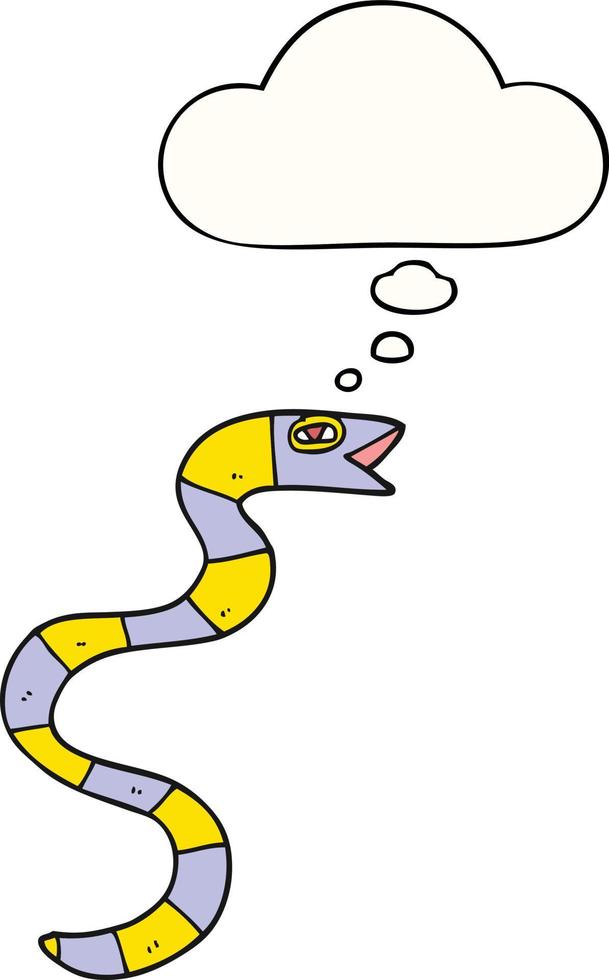 serpente del fumetto e bolla di pensiero vettore