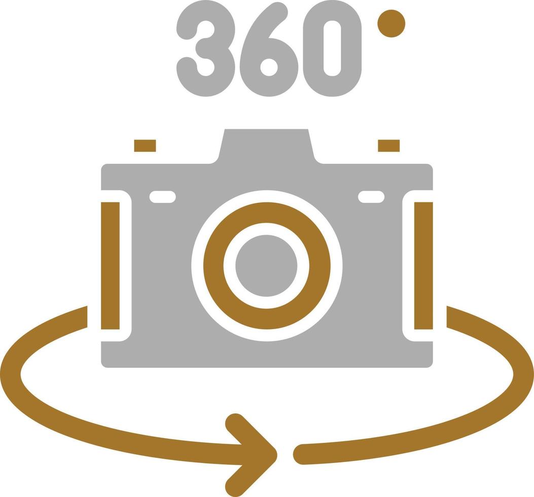 Stile dell'icona della fotocamera a 360 gradi vettore