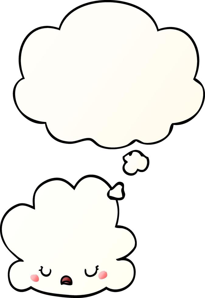 simpatico cartone animato nuvola e bolla di pensiero in stile sfumato liscio vettore