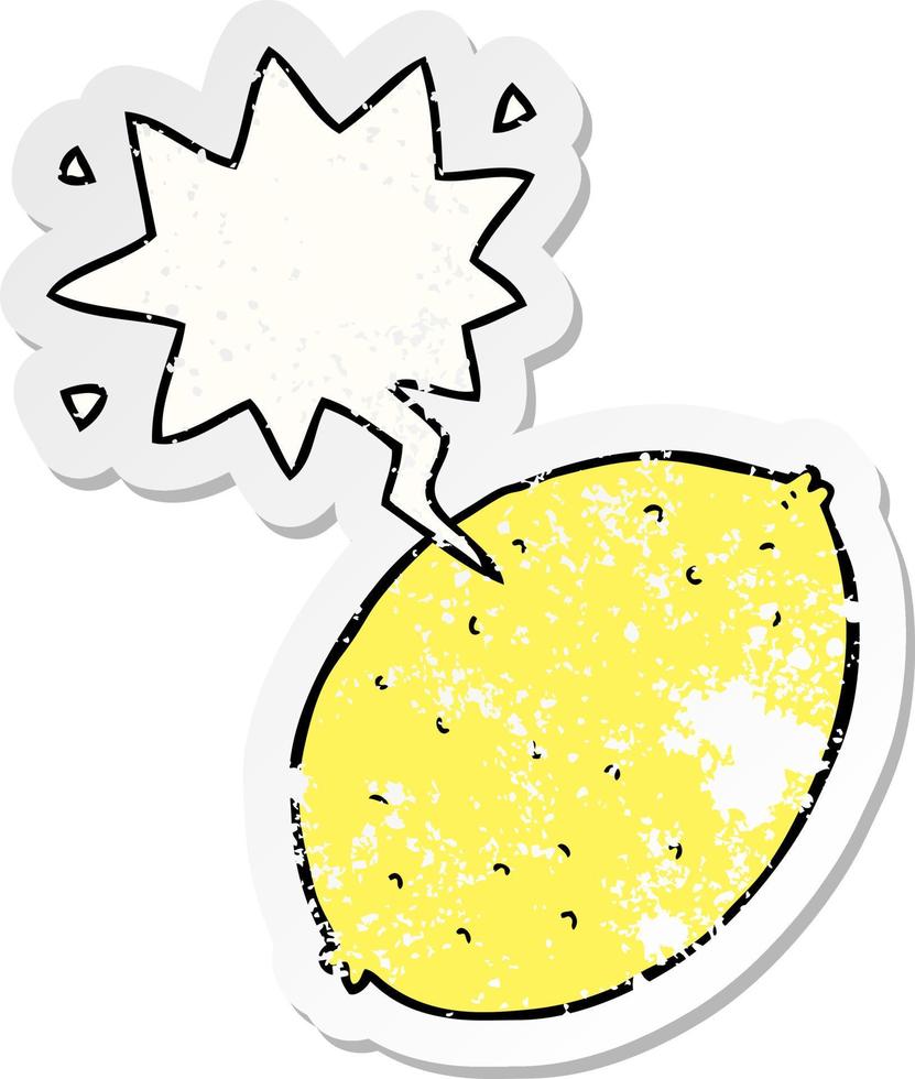 cartone animato limone e fumetto adesivo in difficoltà vettore