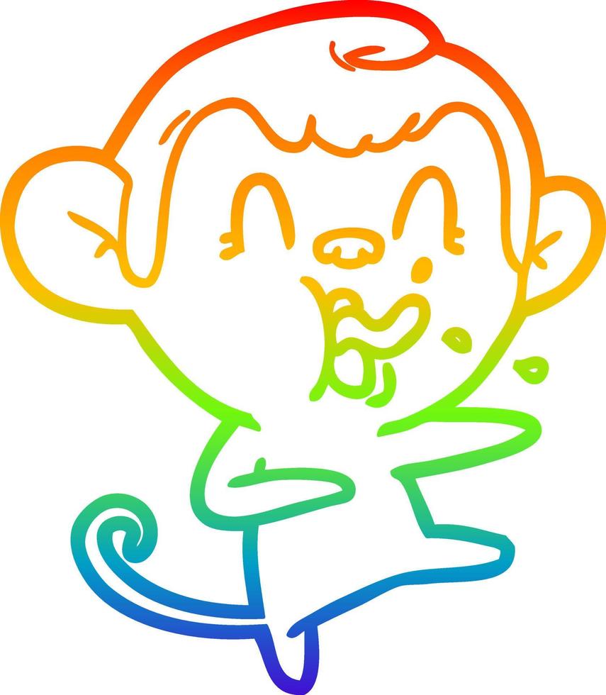 arcobaleno pendenza linea disegno pazzo cartone animato scimmia danza vettore